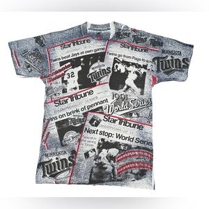 Vintage Minnesota Twins 1991 World Series Startribune Newspaper T-shirt Allover‎
